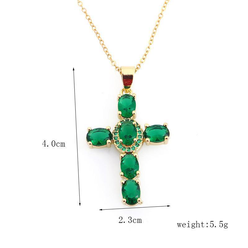 Copper Color Zircon Cross Pendant Necklace